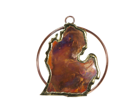 Copper Art Lower Michigan On A Copper  Circle