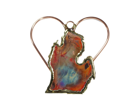 Copper Art Lower Michigan On A Copper Heart