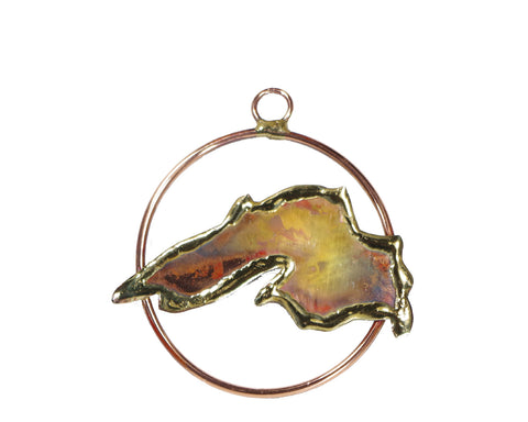 Copper Art Lake Superior on a Copper Circle