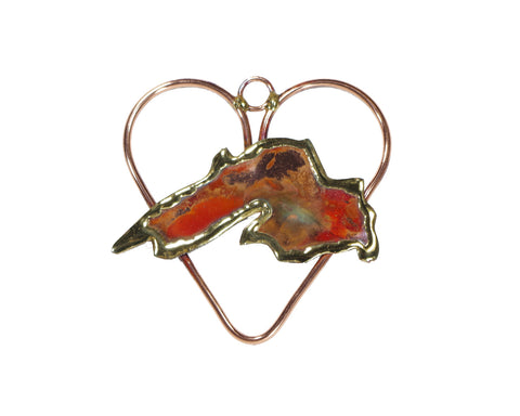 Copper Art Lake Superior On A Copper Heart