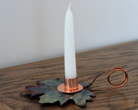 Copper Art Maple Leaf Candle Holder