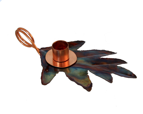 Copper Art Oak Leaf Candle Holder