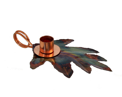 Copper Art Oak Leaf Candle Holder