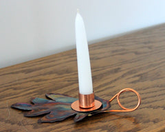 Copper Art Oak Leaf Candle Holder