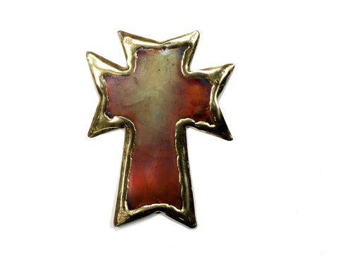 Copper Art Cross Ornament - Small