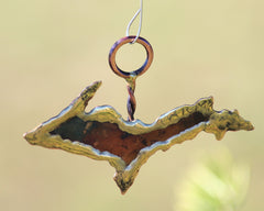 Copper Art Upper Peninsula with Braided Stem Ornament - Large