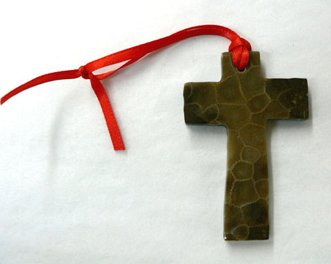Petoskey Stone Cross Ornamnet